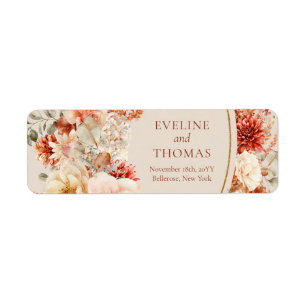 Étiquette Brosse en cuivre tendance et fleurs bordeaux sauge