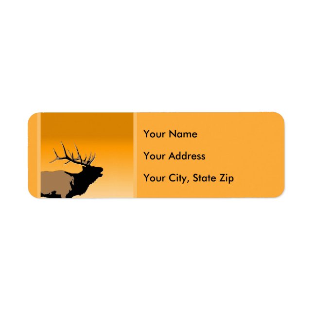 Étiquette Brouillonnant Bull Elk au coucher du soleil Art or (Devant)