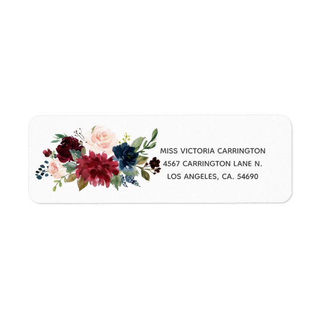 Étiquette Brousse rose Bourgogne Floral Élégant Joli Mariage (Devant)