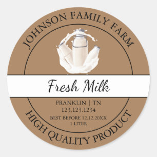 Étiquette Brown de lait frais de ferme
