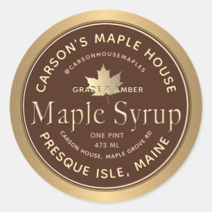 Étiquette Brown de sirop d'érable avec bordure or