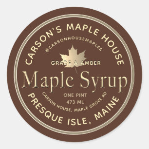 Étiquette Brown de sirop d'érable avec bordure or