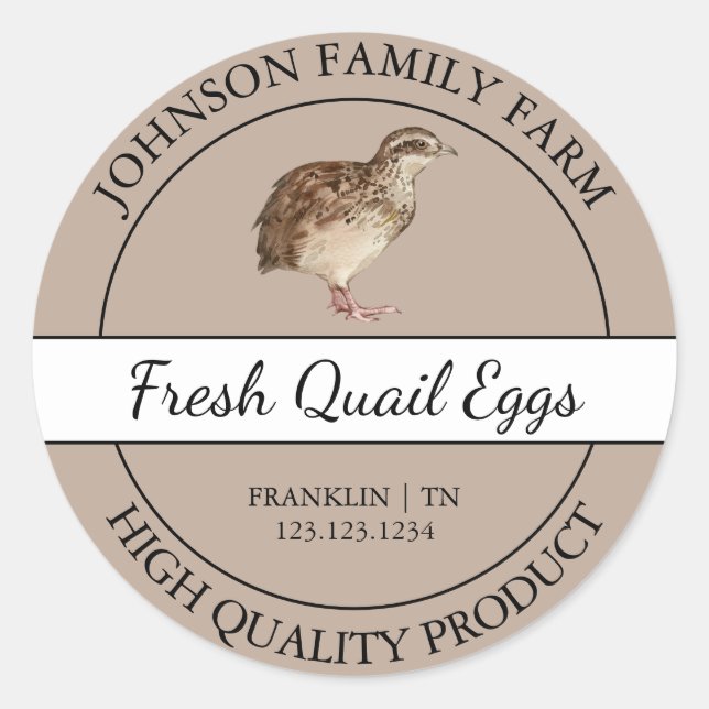 Étiquette Brown d'oeufs de caille frais de ferme (Devant)