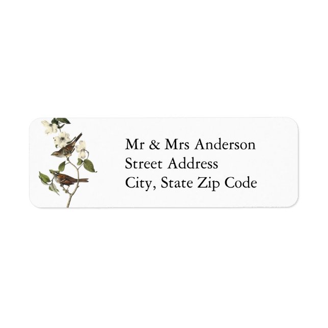 Étiquette Bruant à gorge blanche - John Audubon (Devant)