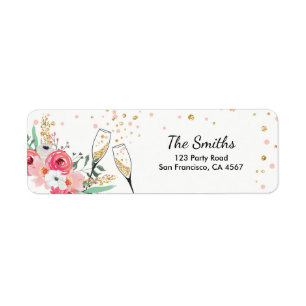 Étiquette Brunch et Bubbly Retourner l'adresse Label Rose Fl