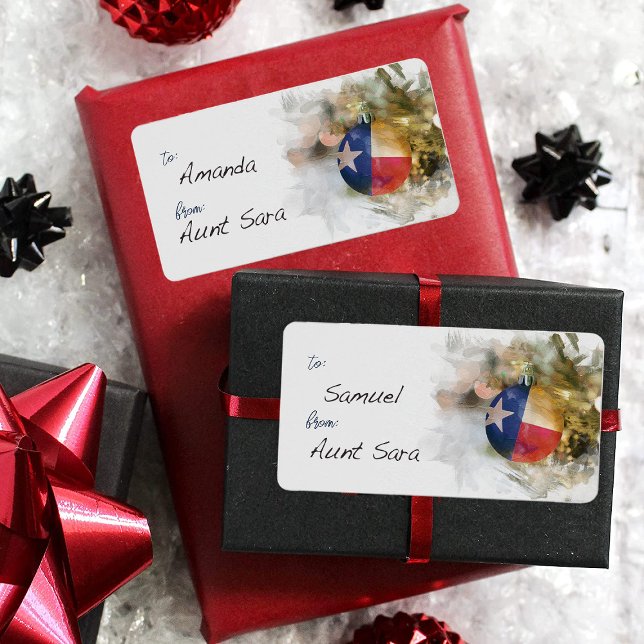 Étiquette Brushstroke Texas Drapeau de Noël Ornement Art Cad (Créateur téléchargé)