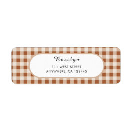 Étiquette Buffalo Brown beige Plaid Holiday Adresse de retou