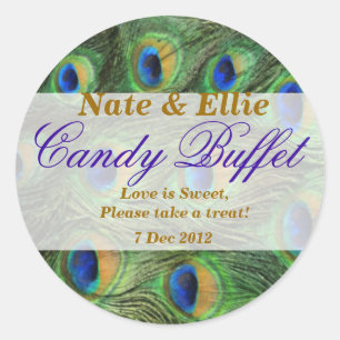 Étiquette Buffet Peacock Feather Candy