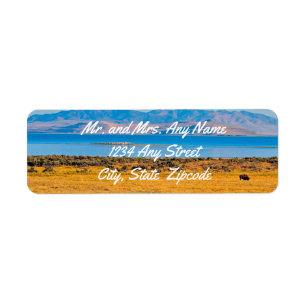 Étiquette Buffle de pâturage, Grand lac de sel, Utah