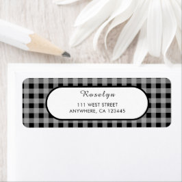 Étiquette Buffle gris noir Plaid Holiday Adresse de retour