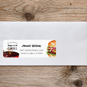 Étiquette Bun in four BBQ Burger Grill Baby shower Adresse