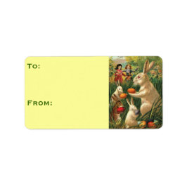 Étiquette Bunnies de Pâques avec Oeufs