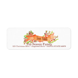 Étiquette Buon Natale, bannière de Noël aquarelle