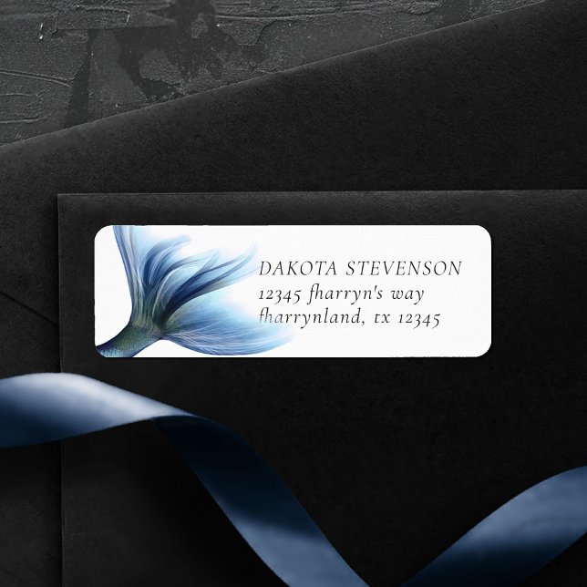 Étiquette Bureau Mermaid Glitz | Princess Blue Tail Adresse (Créateur téléchargé)