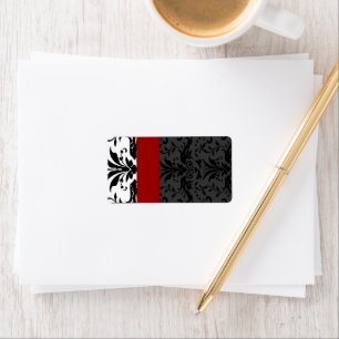 Étiquette Burgundy & Black Bumble Bee Damask Adresse