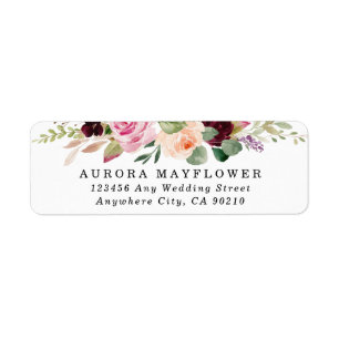 Étiquette Burgundy Blush Peach Gold Mariage Adresse