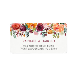 Étiquette Burgundy Blush Rose Botanal Floral