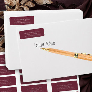 Étiquette Burgundy Grey Botanical Return Adresse Label