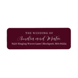 Étiquette Burgundy Red Calligraphy Mariage Retour Adresse La