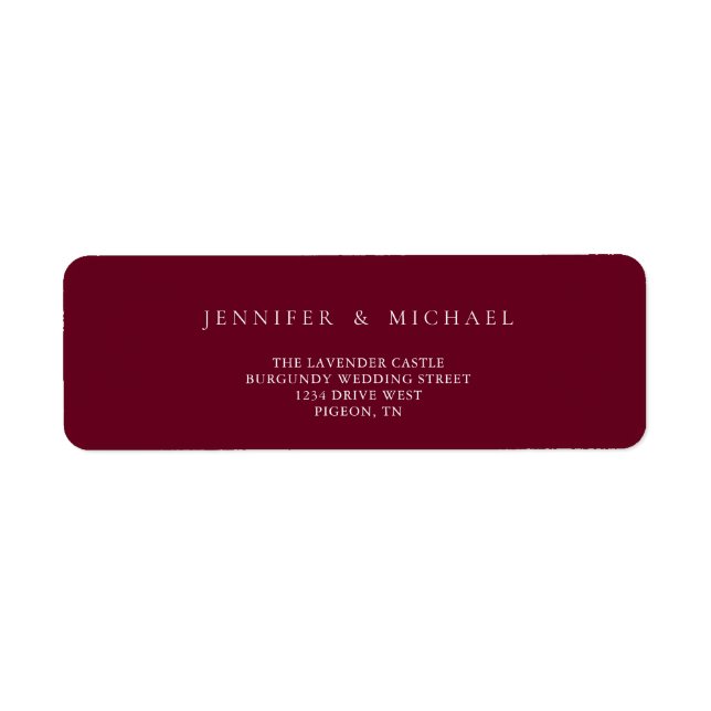 Étiquette Burgundy Simple Nouvelles mauvaises herbes Mariage (Devant)