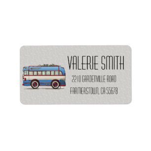 Étiquette Bus touristique mignon d'autobus