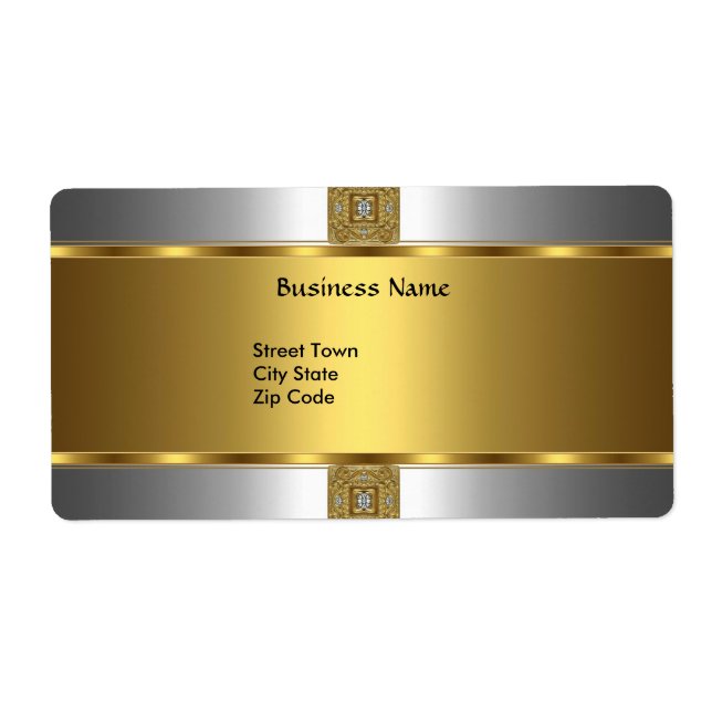 Étiquette Business Elegant Silver Gold Jewel (Devant)
