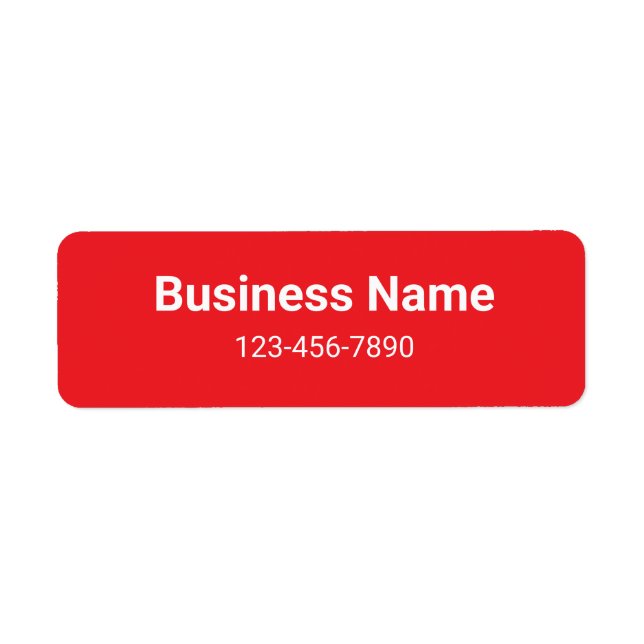 Étiquette Business Name Phone Number Red White Product Label (Devant)