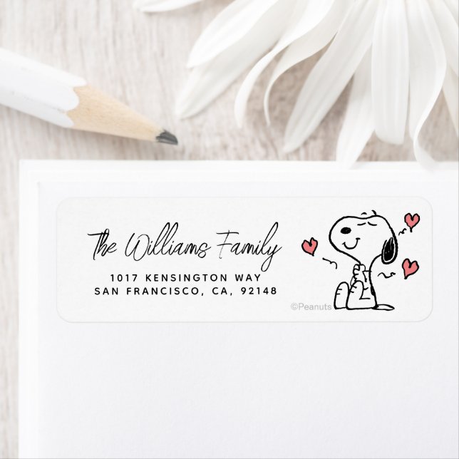 Étiquette cacahuètes | Coeurs de snoopy (En situation)