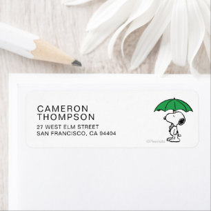 Étiquette cacahuètes   Parapluie vert Snoopy