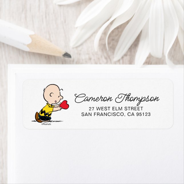 Étiquette cacahuètes | Saint Valentin Charlie Coeur rouge Br (En situation)