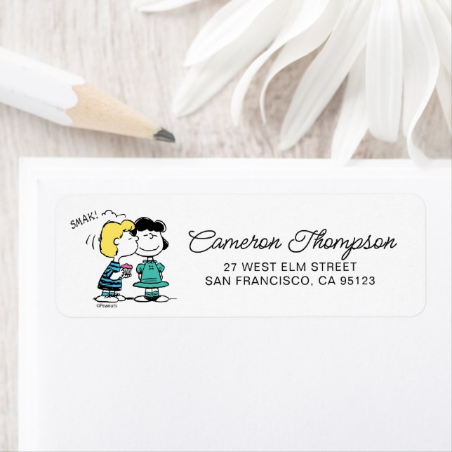 Étiquette cacahuètes | Saint Valentin | Lucy & Schroeder Kis (En situation)