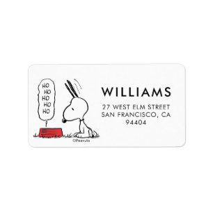 Étiquette cacahuètes   Snoopy Ho Ho Ho Plat alimentaire