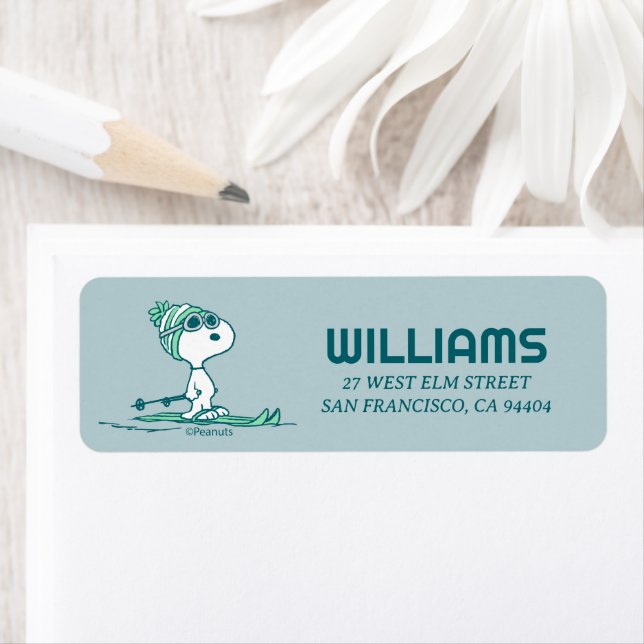 Étiquette cacahuètes | Snoopy sur Skis (En situation)