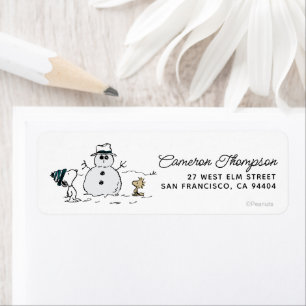 Étiquette cacahuètes   Snoopy & Woodstock Build A Snowman