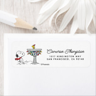 Étiquette cacahuètes   Snoopy & Woodstock Froid Birdbath