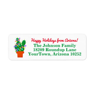 Étiquette Cactus Christmas Lights Arizona Adresse de retour