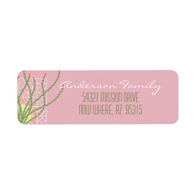 Étiquette Cactus du désert moderne du milieu du siècle (Devant)