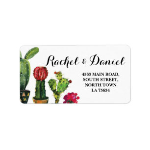 Étiquette Cactus Mariage Adresse de retour Label Mexican Fie