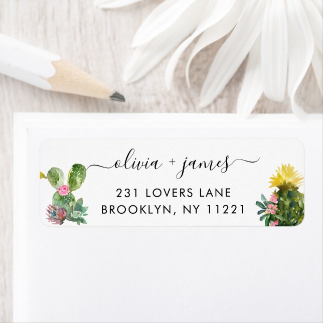 Étiquette Cactus Succulent Cactus Désert Aquarelle Florale (En situation)