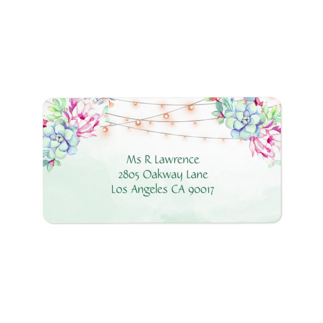 Étiquette Cactus Succulents Éclairage à cordes Floral (Devant)