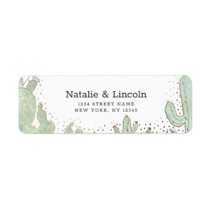 Étiquette Cactus & Succulents Mariage tendance Adresse de re