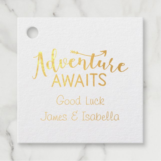 Étiquette-cadeau Adventure Await Good Luck Personnalisé (Devant)