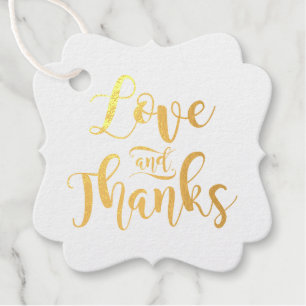 Étiquette-cadeau Amour et Remerciements Calligraphie Dorée Mariage