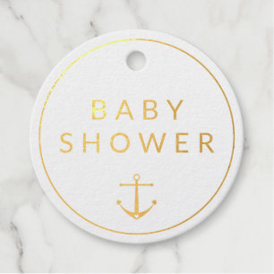 Étiquette-cadeau Ancre Bleu Aquarelle Baby shower Merci