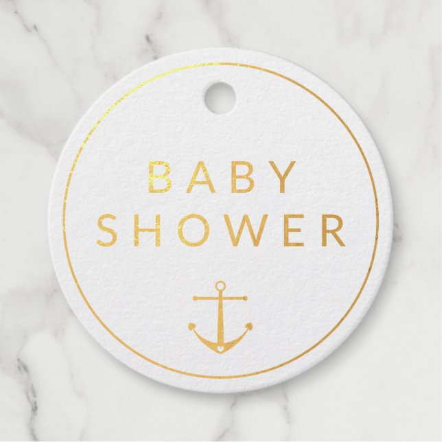 Étiquette-cadeau Ancre Bleu Aquarelle Baby shower Merci (Devant)