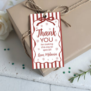 Étiquette cadeau anniversaire Hiver Rouge
