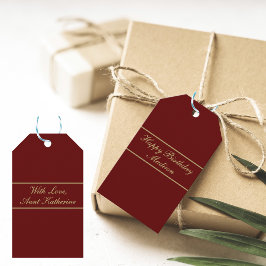 Étiquette Cadeau Anniversaire Script Nom Bourgogne