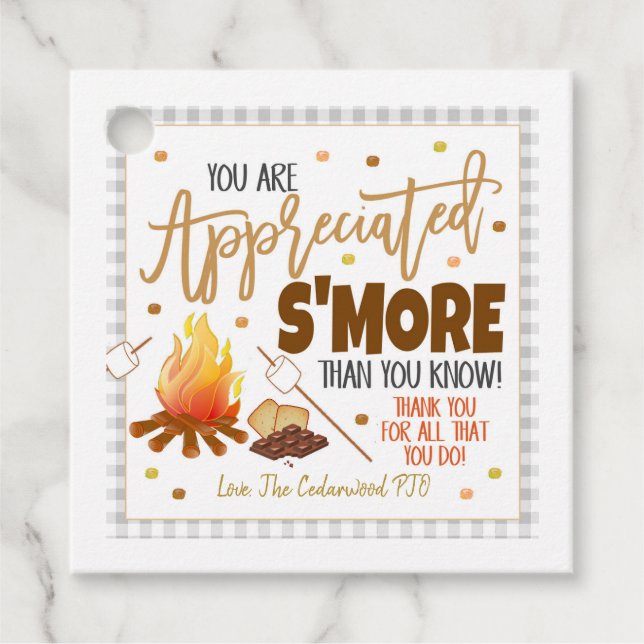 Étiquette cadeau Appréciation S'mores (Devant)