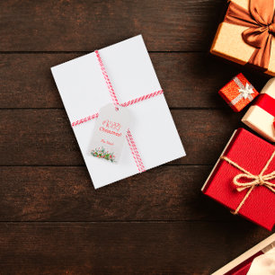 Étiquette cadeau aquarelle Joyeux Noël Baies de ho