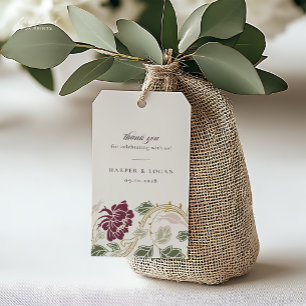 Étiquette cadeau Art Nouveau florale burgundy